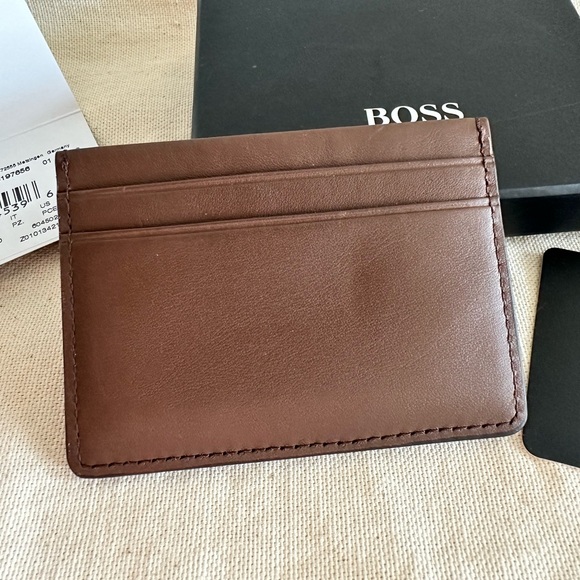 Hugo Boss Dark Brown Leather Card Holder - Picture 3 of 3